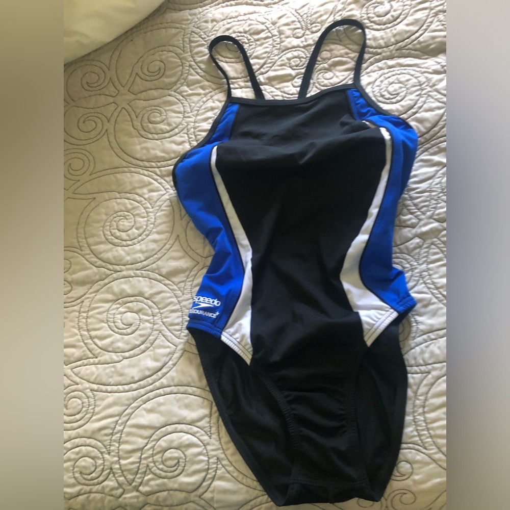 SPEEDO Endurance Black & Blue One-Piece Swimsuit - 8/34